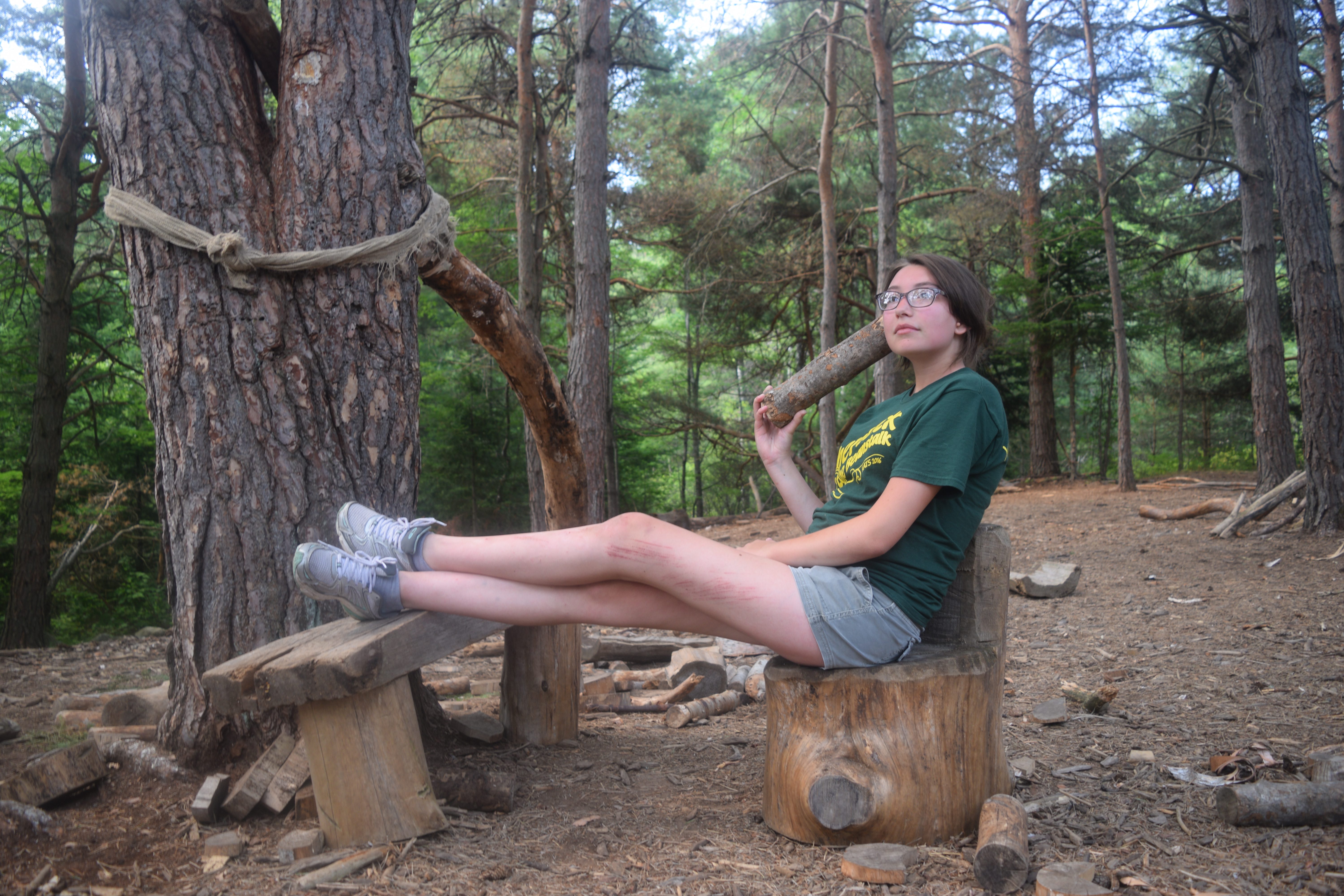 Sofia with log to ear