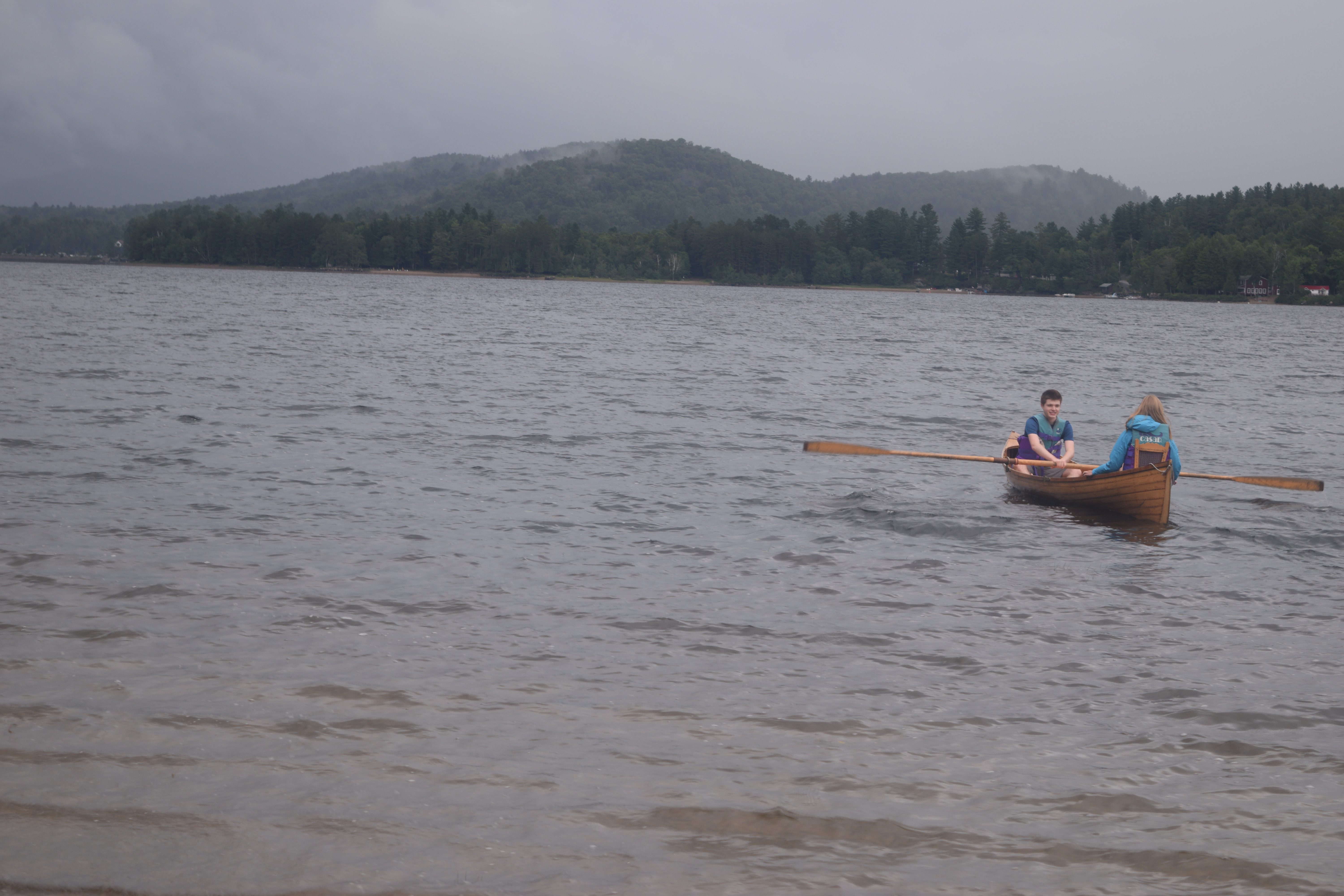 Enjoying a paddle in one of Gordon Fisher’s handmade Adirondack Guideboat