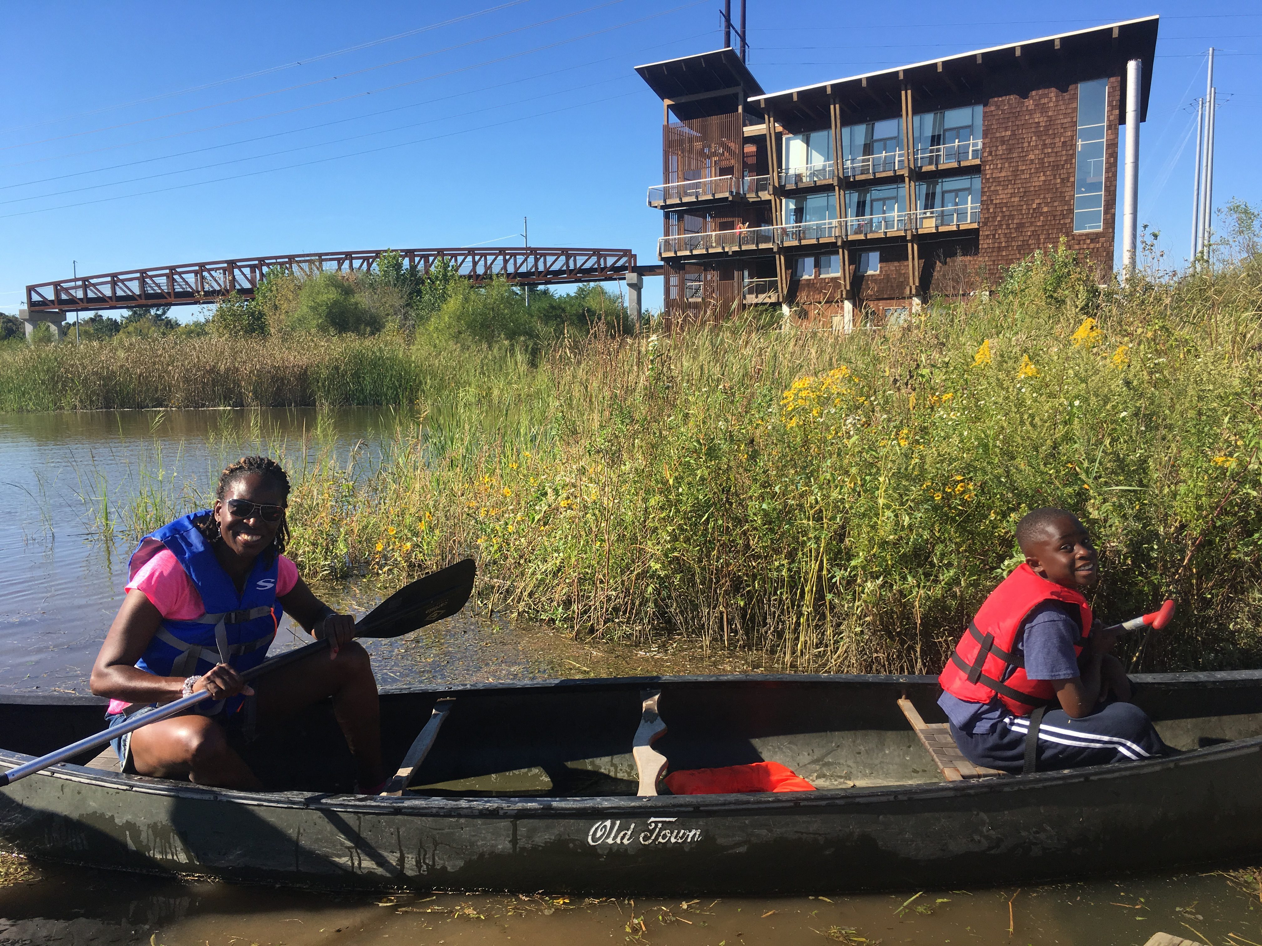 Canoeing the pond.