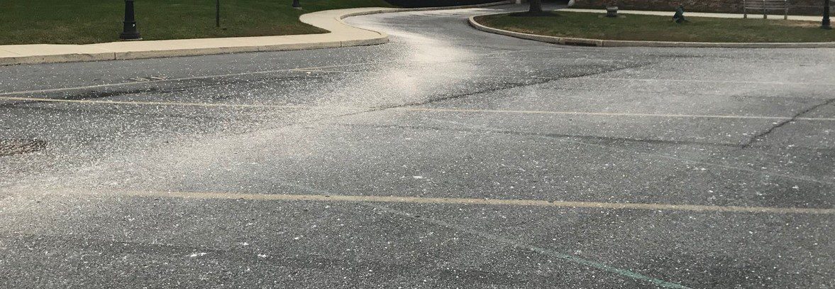 Salt visible on a roadway