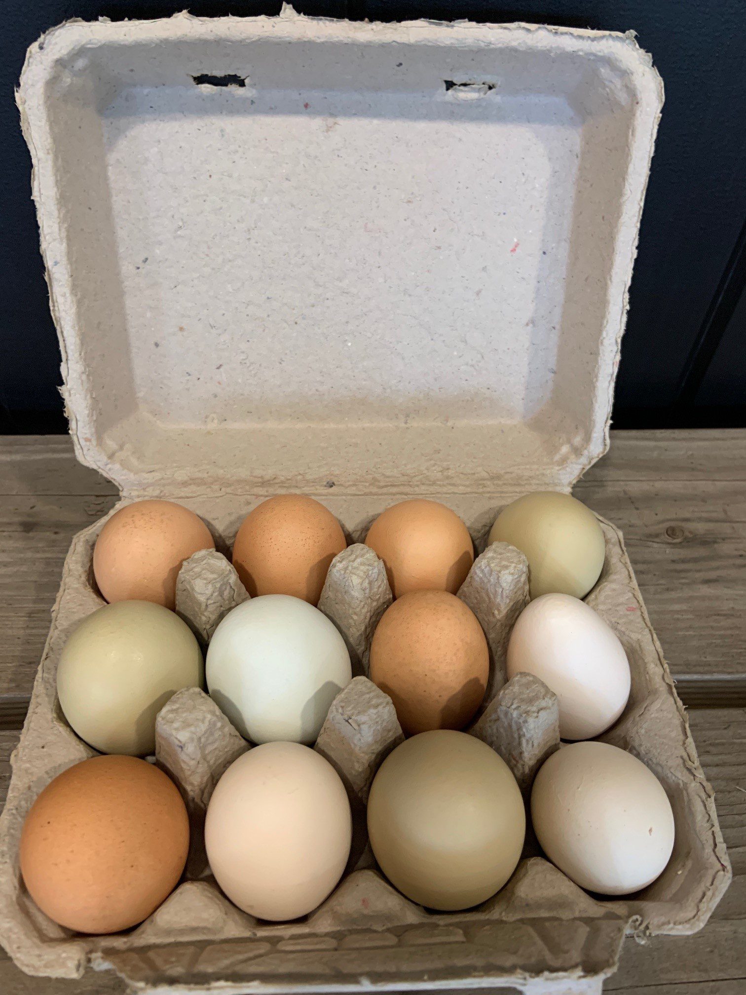 Carton of fresh eggs.